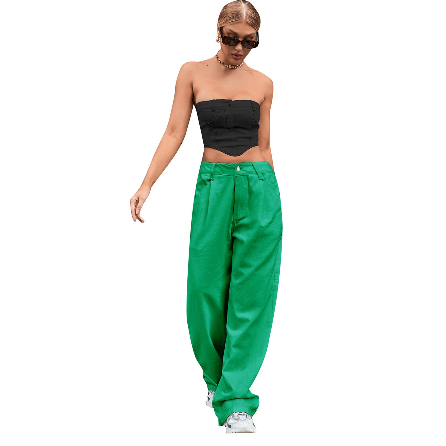 Women's Fashion Trendy High Waist Loose Denim Trousers