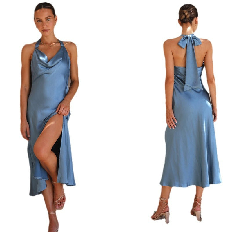 Sleeveless Slim Fit Long Split Backless Dress