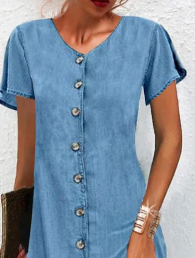 Einteiliges Denim-Kleid für Damen im Street-Fashion-Stil