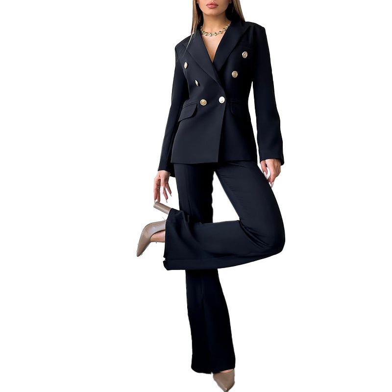 Women Clothing Spring Autumn Long Sleeve Suit Business Work Pant Two-Piece Set