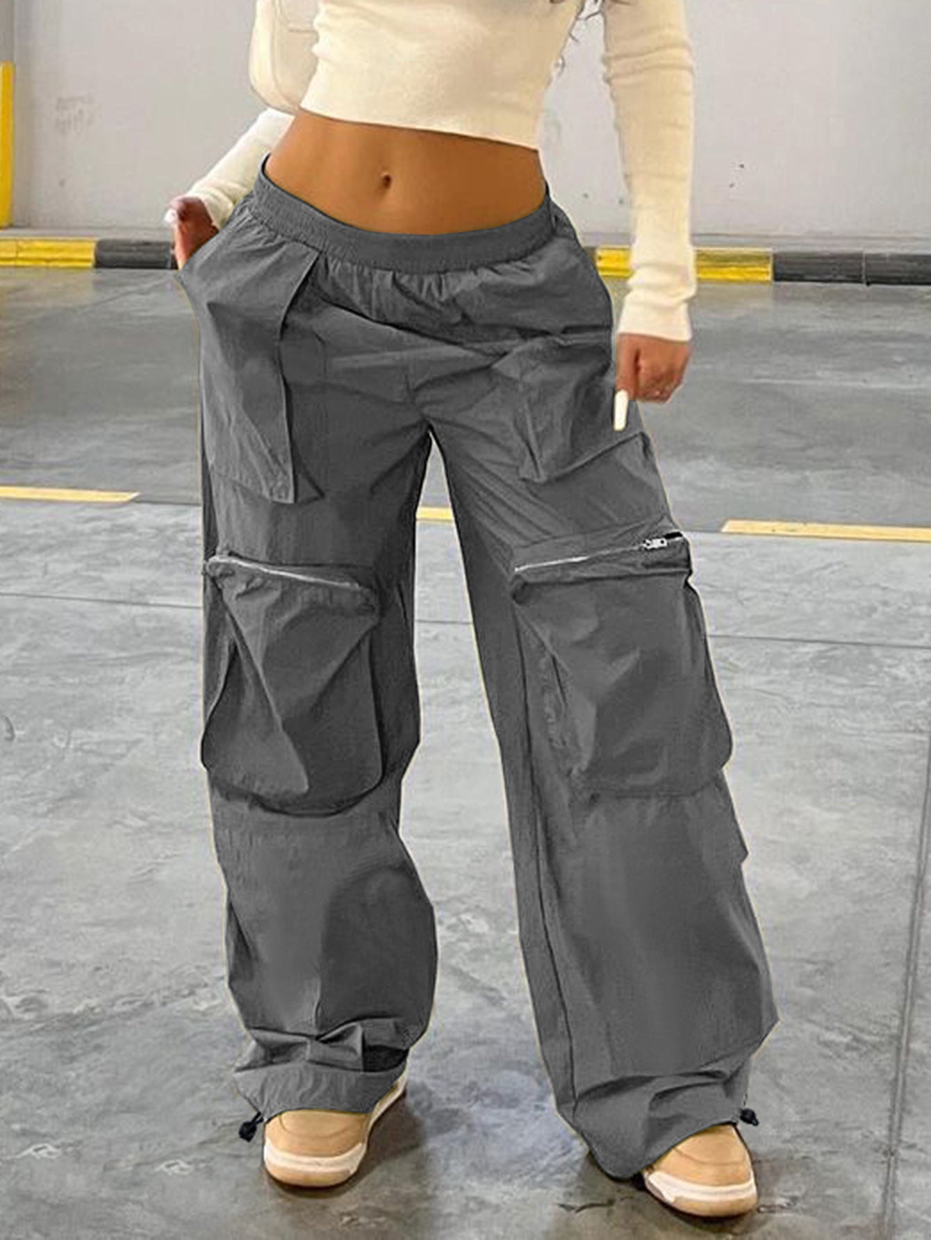 Loose Street Workwear Low Waist Trousers