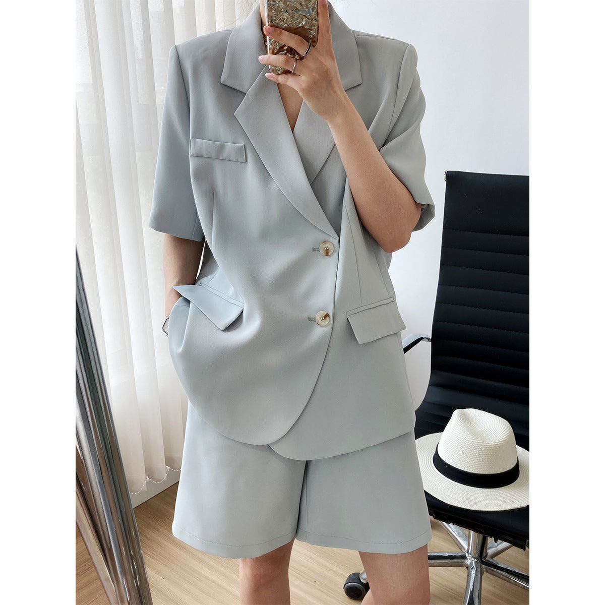 Summer Thin Short-Sleeved Blazer Women Suit Shorts Suit Casual Loose Suit Two-Piece Suit