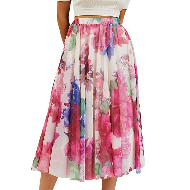 Ladies' Mesh Micro-elastic Skirt Printing