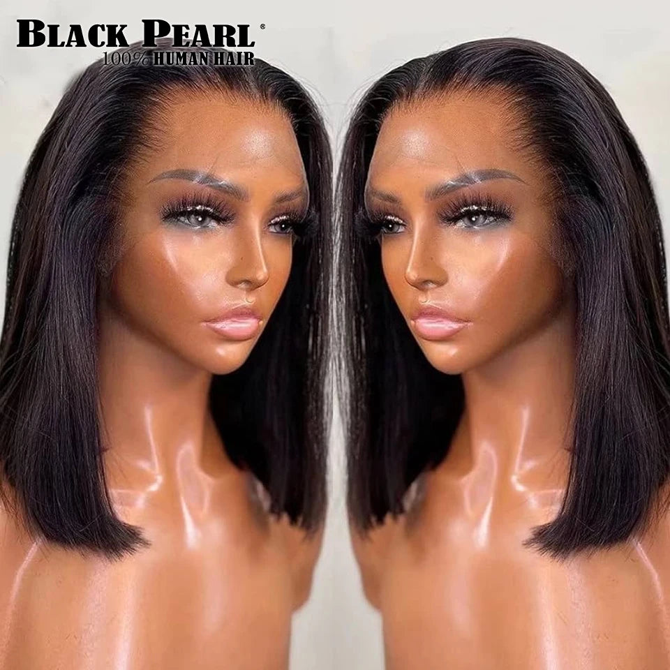 Glueless Short Bob Wigs Human Hair HD Transparent Lace Front Wigs For Black Women Pre Plucked with Baby Hair Brazilian Virgin Re