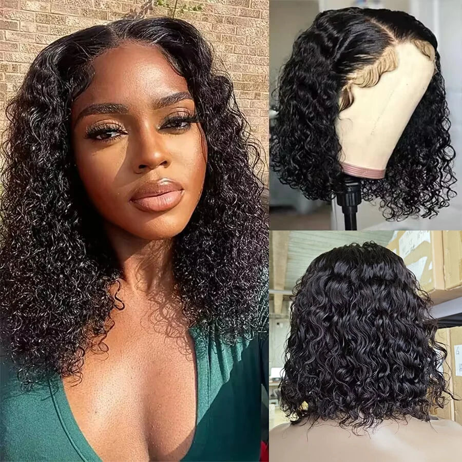 Queenlike Water Wave Ready To Wear Glueless Human Hair Wig 4x4 Pre Cut Pre Plucked Lace Closure Wigs for Women 10-16 inch Remy