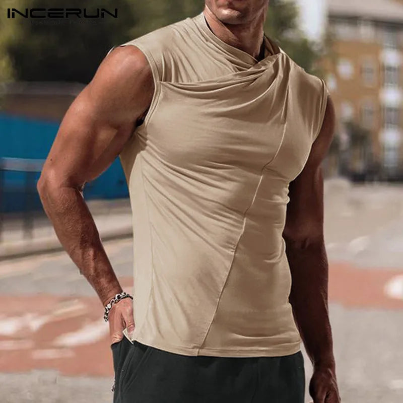 2024 männer Tank Tops Einfarbig Sommer Ärmelloses Streetwear Casual Männlichen Westen Fitness Mode Freizeit Männer Kleidung S-2XL INCERUN