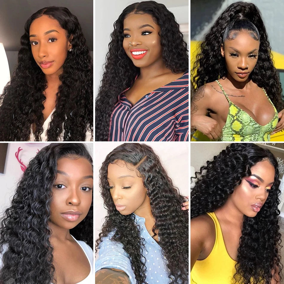 NextFace Brazilian Hair Bundles Water Wave Human Hair Bundles Natural Color Water Wave Curly Hair Bundles Thick Hair Weaves