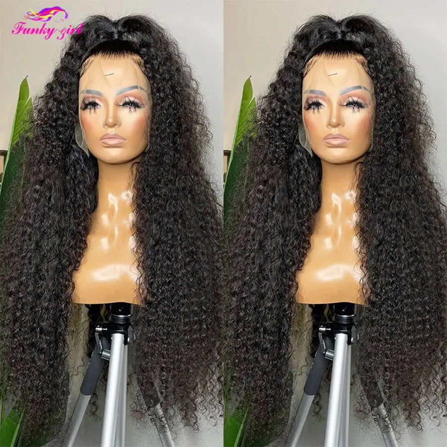 Brazilian Hair Jerry Curly 13x4 Lace Front Wig Human Hair Wigs Natural Color Free Part Transparent Lace Closure Wigs For Women