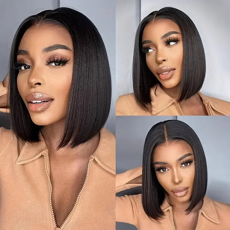 Glueless Bob Hair Wig Human Hair Ready To Wear Straight Bob wigs HD Transprent 4x4 Lace Closure Wig Cheap For Women Human Hair