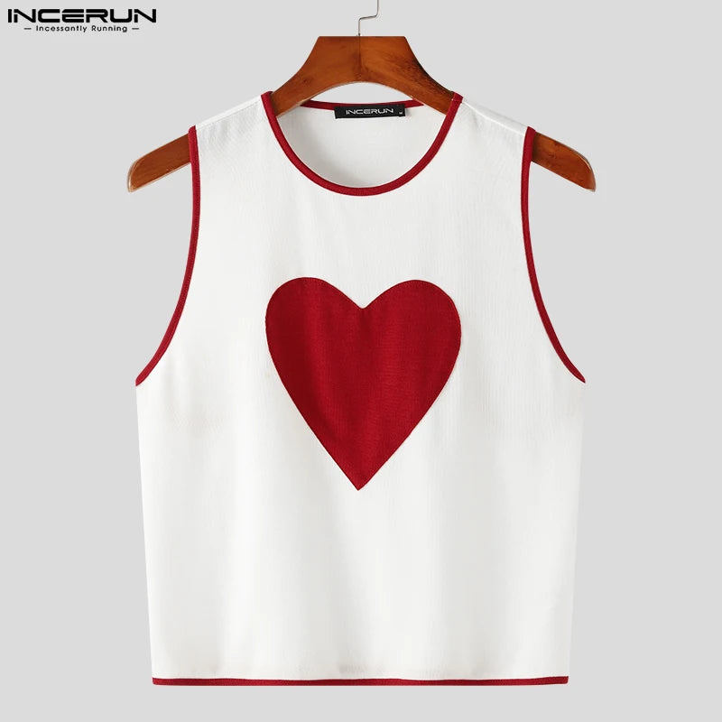 INCERUN 2023 Men Tank Tops Patchwork O-neck Sleeveless Fitness Sexy Casual Crop Tops Unisex Streetwear Fashion Vests Men S-5XL