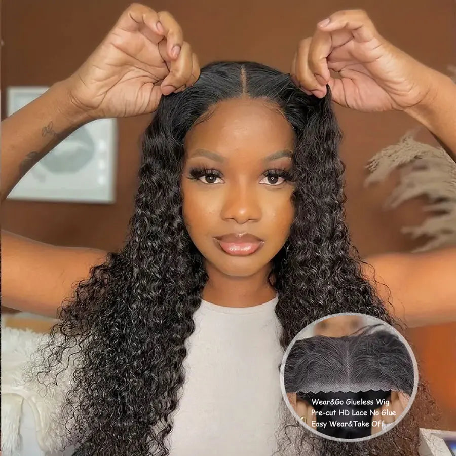 Brazilian Hair Jerry Curly 13x4 Lace Front Wig Human Hair Wigs Natural Color Free Part Transparent Lace Closure Wigs For Women