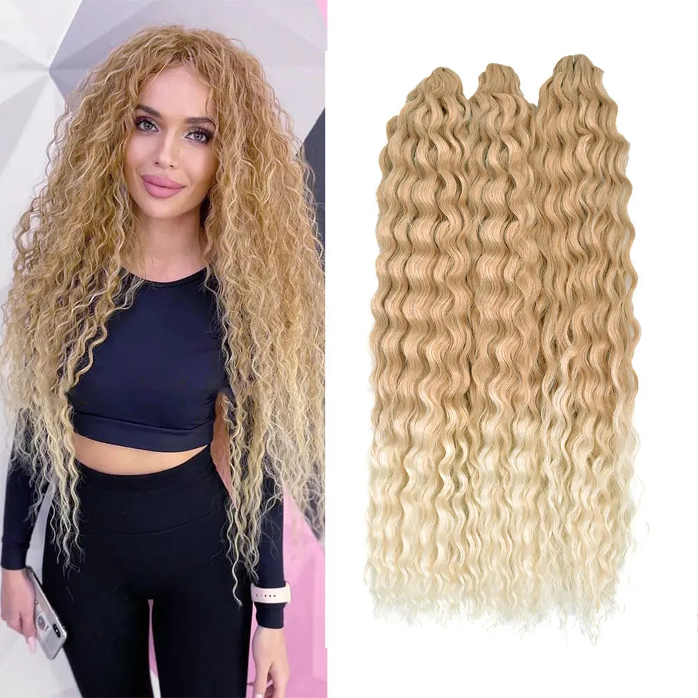 Ariel Curl Hair Water Wave Twist Crochet Hair Synthetic Afro Curls Crochet Braids Ombre Pink Braiding Hair Extension For Women