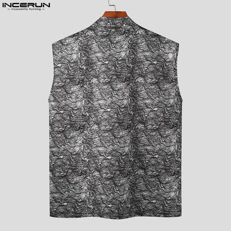 INCERUN Men Tank Tops Printing Turtleneck Sleeveless Streetwear Summer Casual Vests 2024 Korean Style Fashion Men Clothing S-5XL