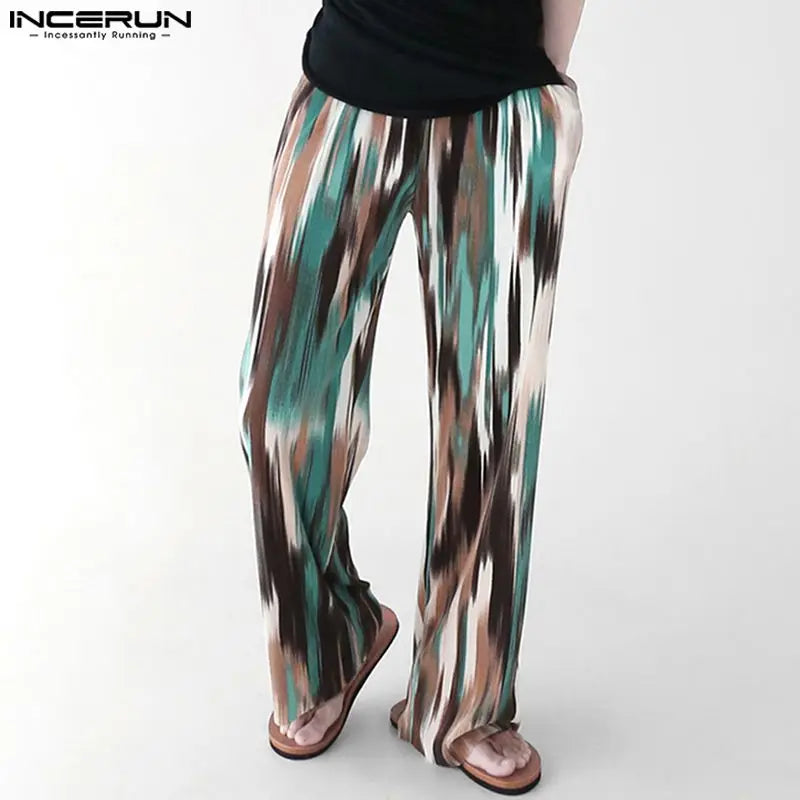 INCERUN 2023 Korean Style Men's Pantalons Fashion Sagging Pit Stripe Texture Gradual Trousers Casual Streetwear Long Pants S-5XL