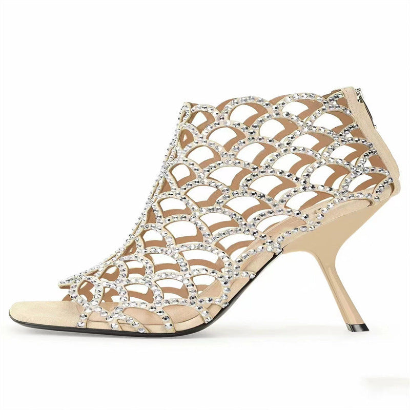 De mujer Peep Toe Rhinestone Hueco Tacones altos