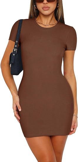 Women's Sexy Round Neck Tight Short Dress