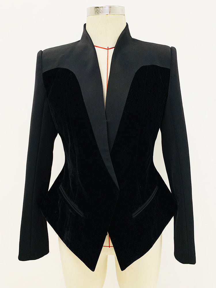 Fashionable Slim-fit Velvet Stitching Suit Jacket