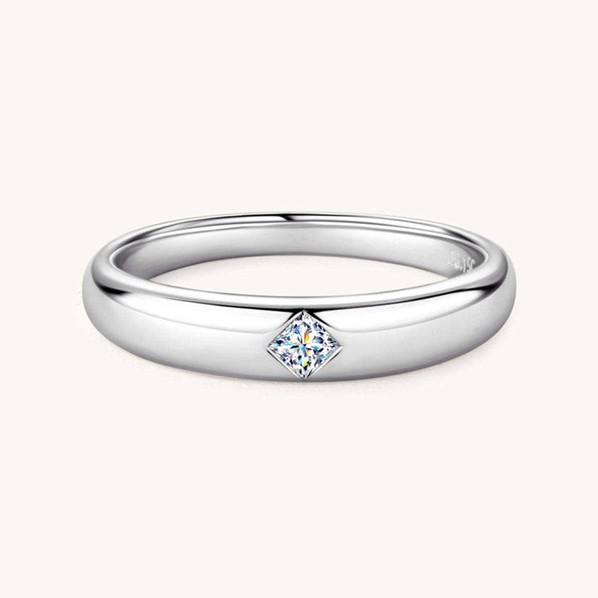 925 Sterling Silver Inlaid Moissanite Ring