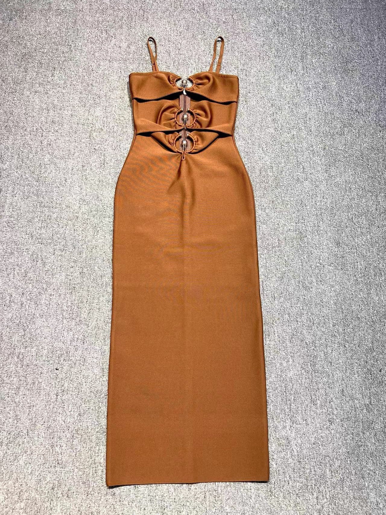 Sexy Topless Sling Skinny Long Dress Personalized Knitted