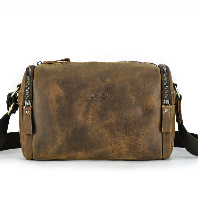 Bolso bandolera retro de cuero Crazy Horse para hombre