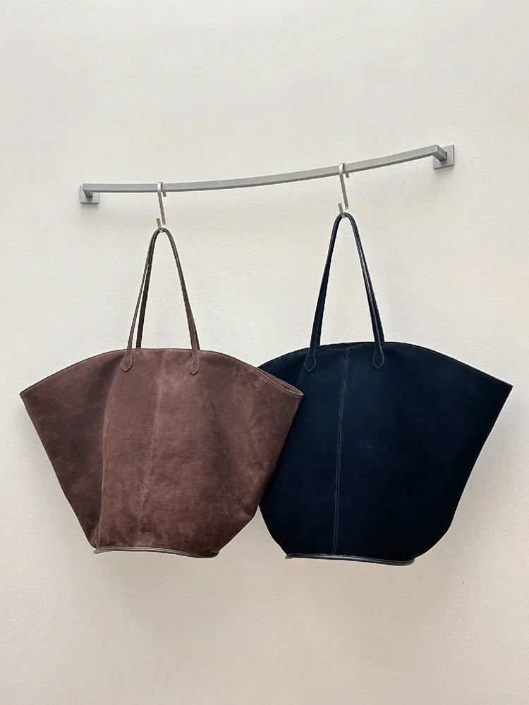 Versatile Handheld Shoulder Bag Large Capacity Totes Frosted Suede Maillard Women's Bag