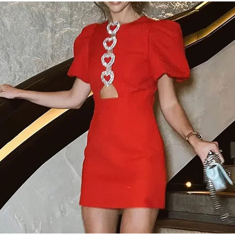 Fashion Sexy Cutout Puff Sleeve Dress