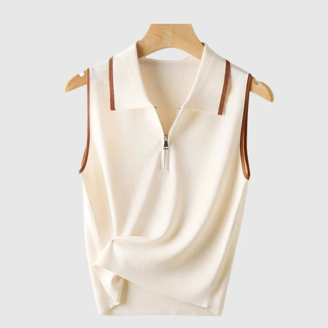 Casual Sweater Collar Size Women's Ice Silk French Style Vest Sleeveless