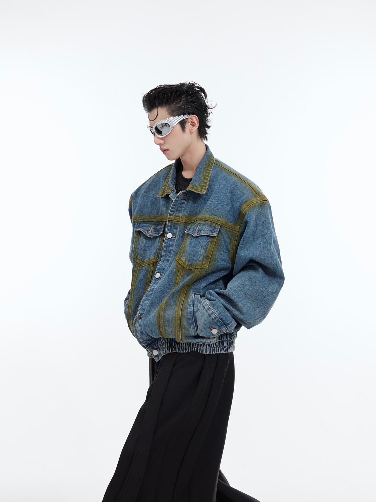 Men's American-style Retro Inkjet Loose Casual Top Denim Jacket