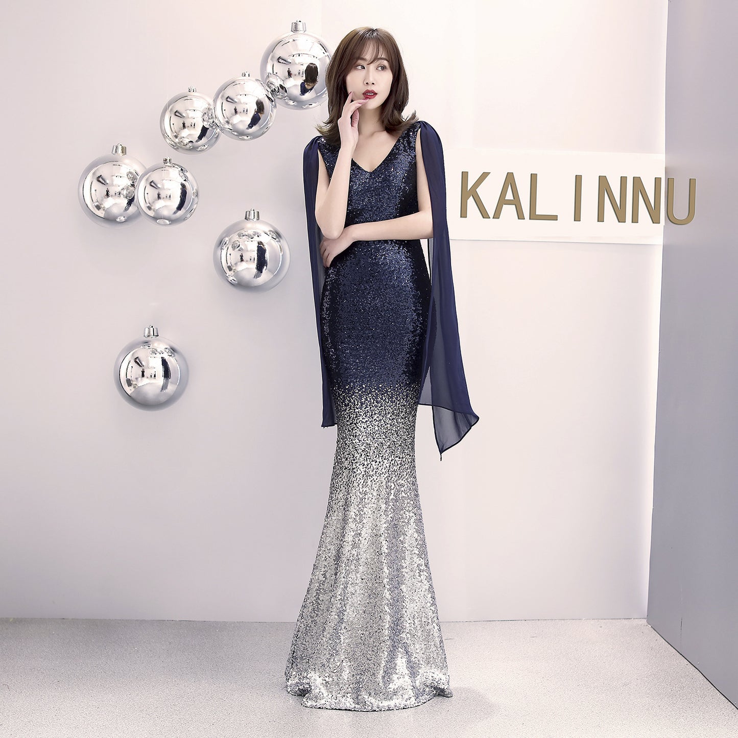 Evening Dress For Women Banquet Elegant Host Sexy Slim-fit Sequined Long Fish Tail