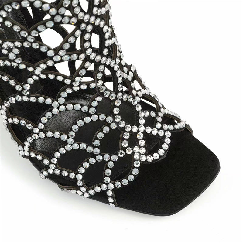 De mujer Peep Toe Rhinestone Hueco Tacones altos