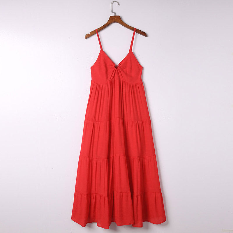 Sleeveless Suspender Dress Solid Color Sexy Women's Dress