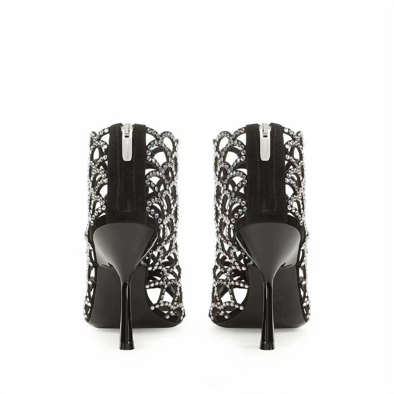 De mujer Peep Toe Rhinestone Hueco Tacones altos