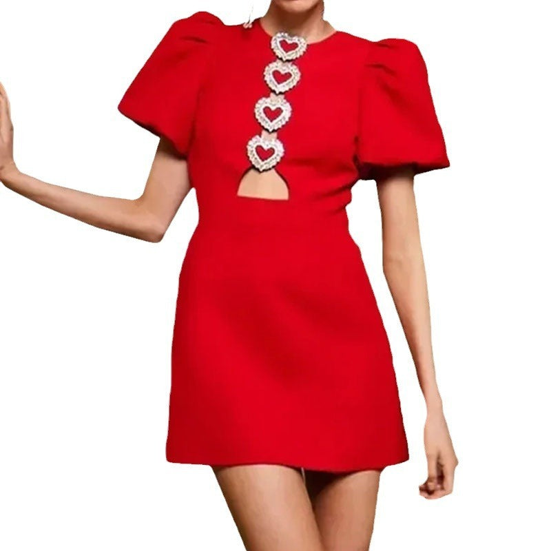 Fashion Sexy Cutout Puff Sleeve Dress