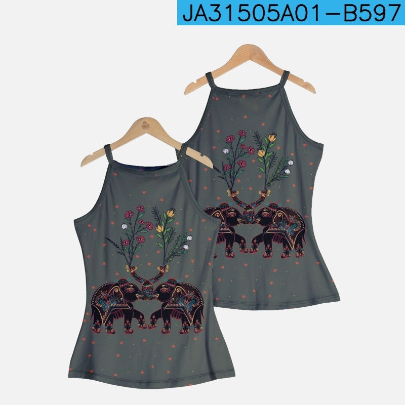 Women's Vintage Butterfly Pattern Casual Top Vest