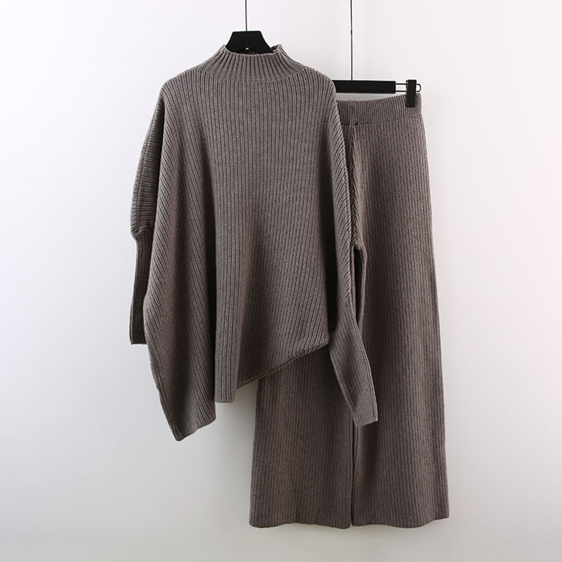 Rollkragenpullover mit weitem Bein und Hose für Damen