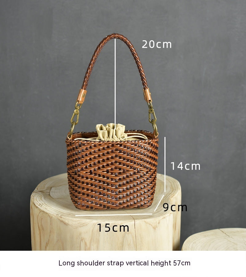 Women's Cowhide Weave Vintage Handbag